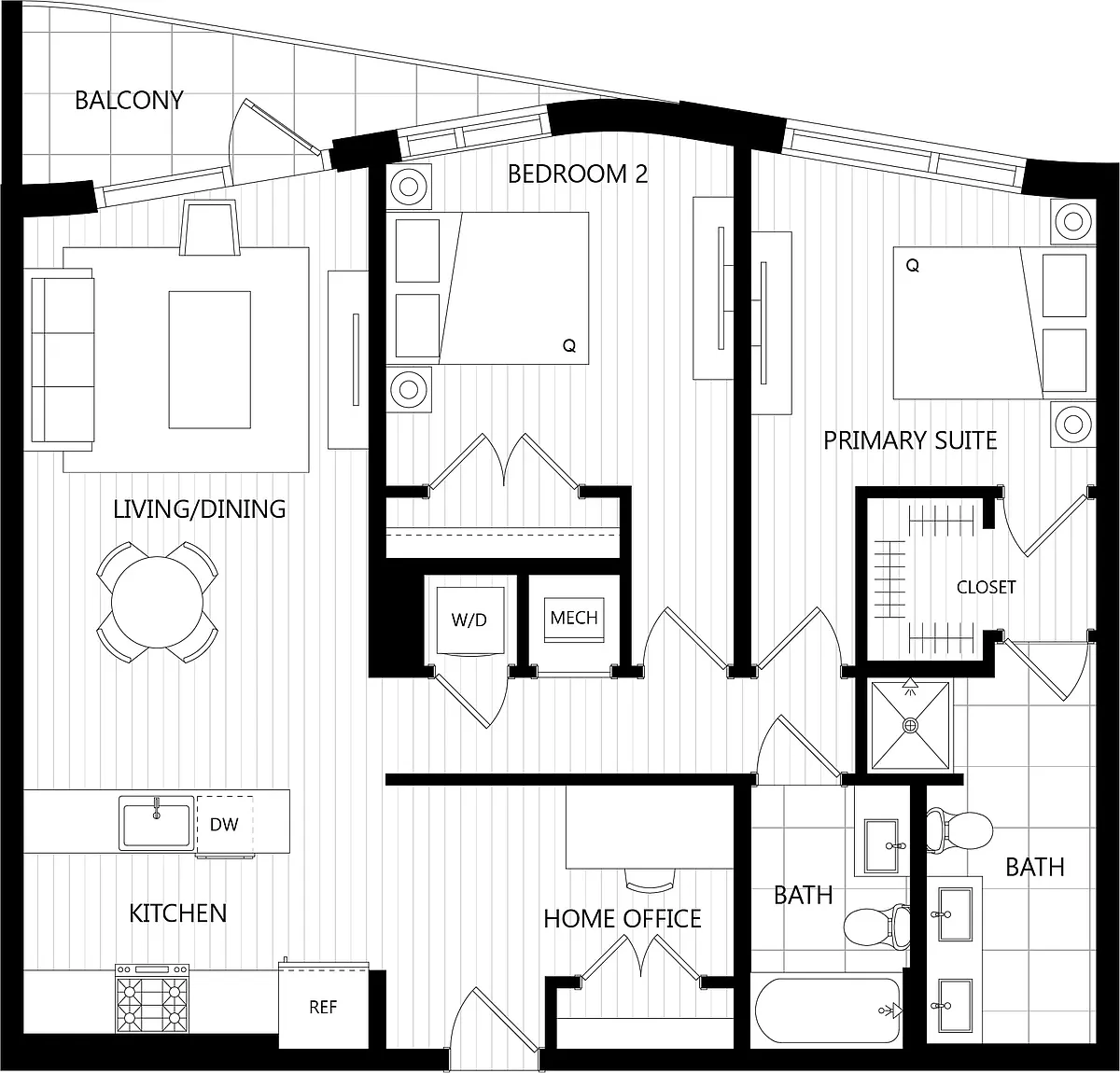 Floor plan 2 Bed/2 Bath-I2