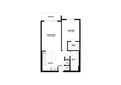 Floor plan 1 Bed/1 Bath-A1