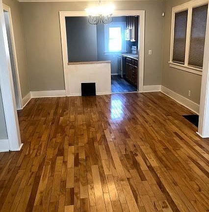 Living room /dining room with maple hardwood floors