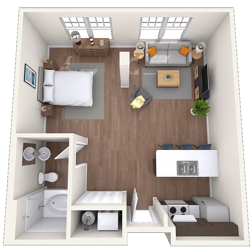 Floor plan Traditional 1x1 580-935 SF