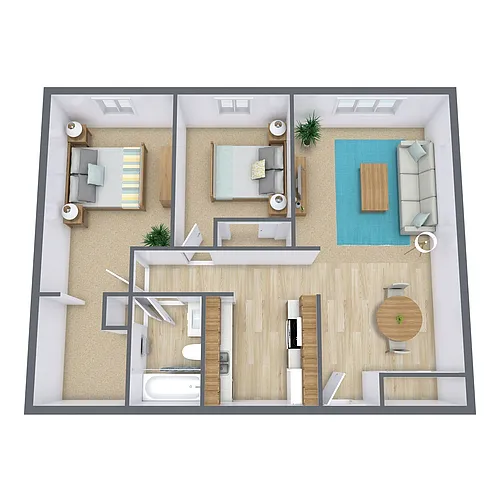 Floor plan Two Bedroom 21A
