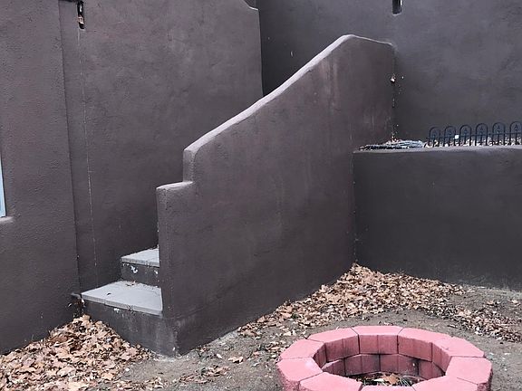 Private yard with fire pit