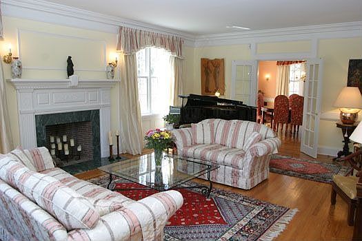 Formal living room with weed fireplace