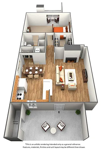 Floor plan 1 Bedroom 1 Bath - A1