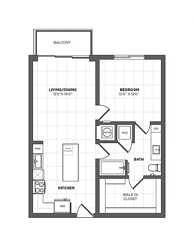 Floor plan 1 Bed/1 Bath-A-1