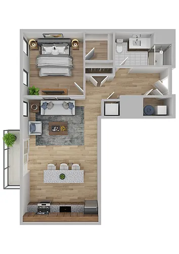 Floor plan 1BR/1BA - 730