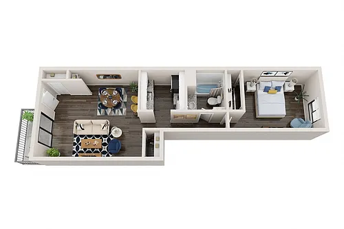 Floor plan A1: 1 Bed 1 Bath