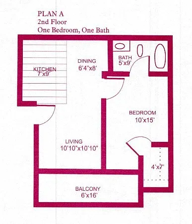 Floor plan 1 Bedroom Upstairs