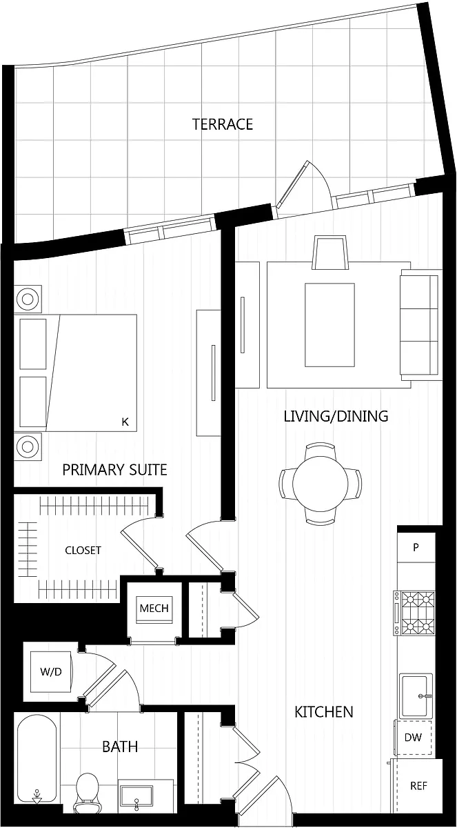 Floor plan 1 Bed/1 Bath-C23MB