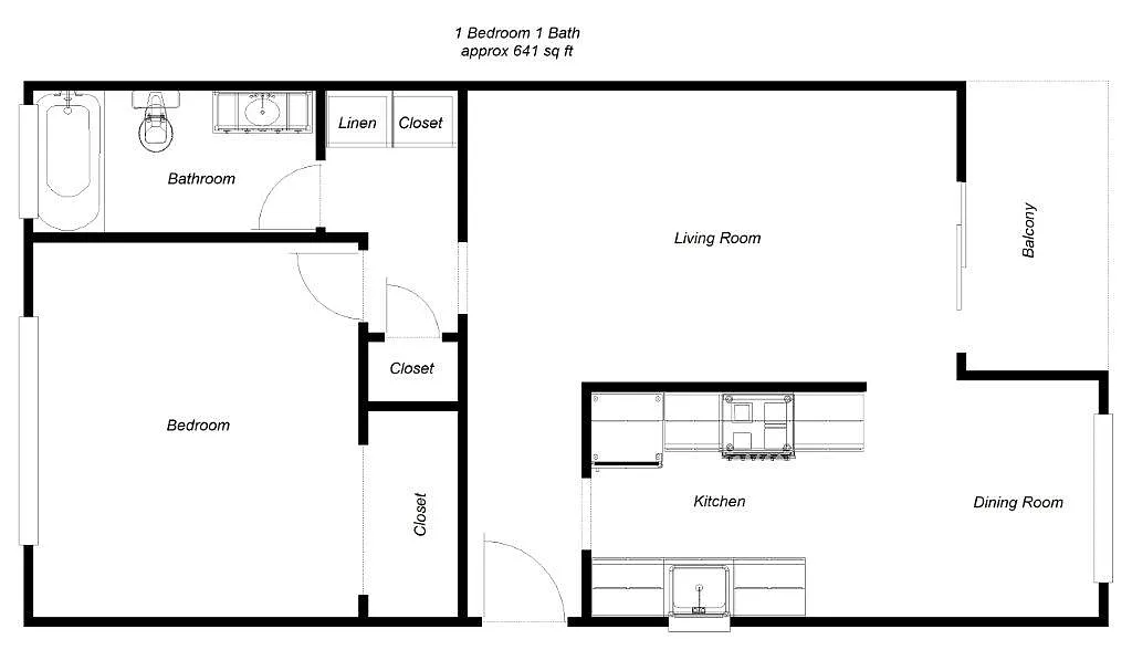 Floor plan 407 1-BDRM 1BTH