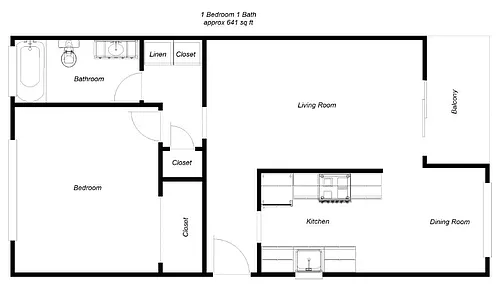 Floor plan 407 1-BDRM 1BTH