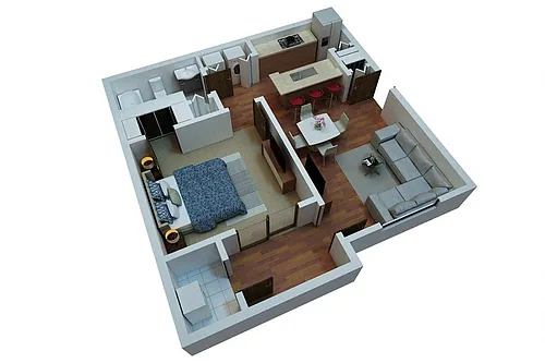 Floor plan 1 Bedroom 1 Bathroom