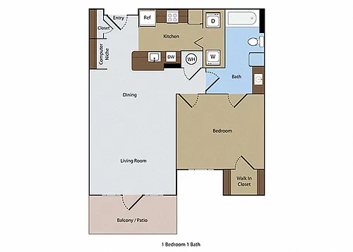Floor plan Pinehurst 1 BR 1 BA