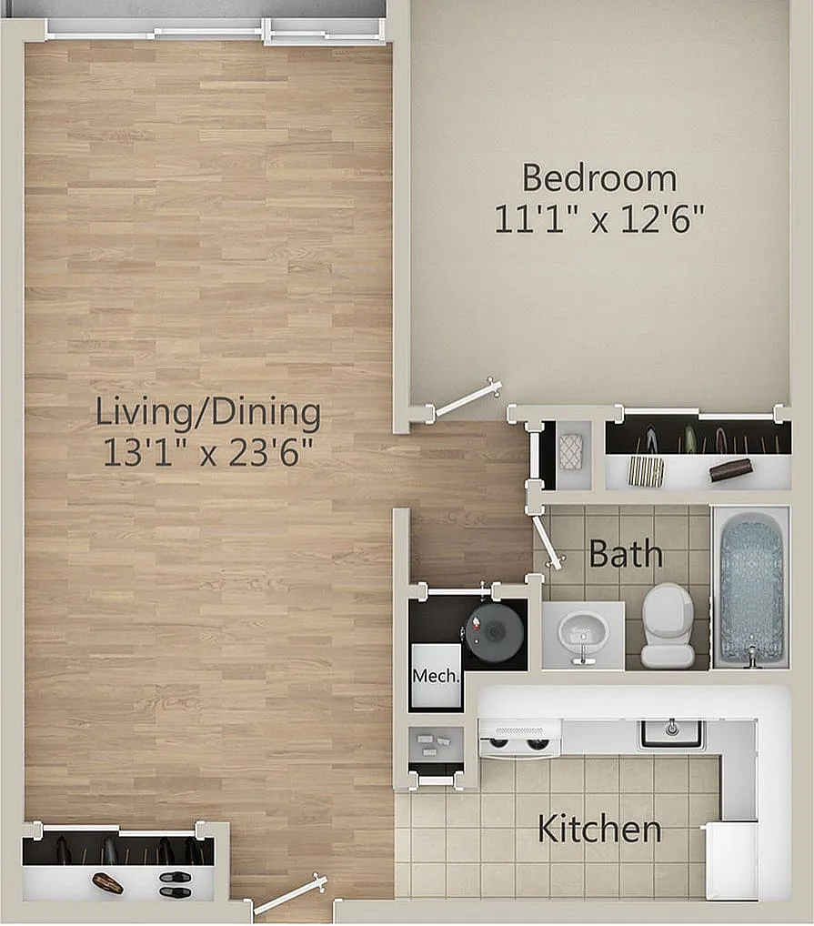 Floor plan 1 Bed GA