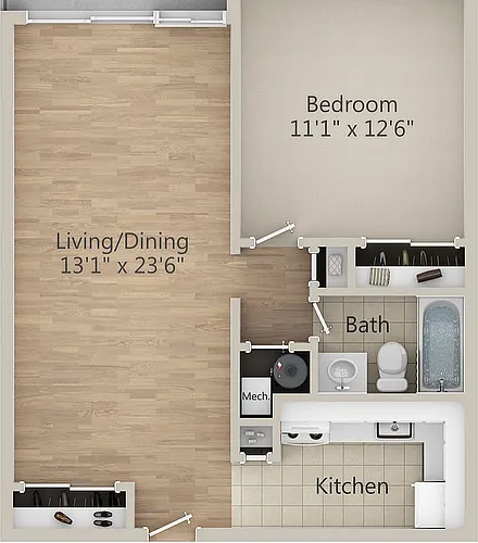 Floor plan 1 Bed GA
