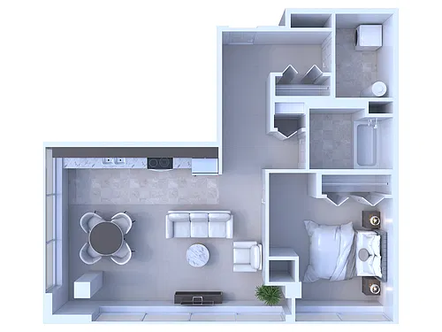 Floor plan 1 Bedroom/1 Bathroom - 819