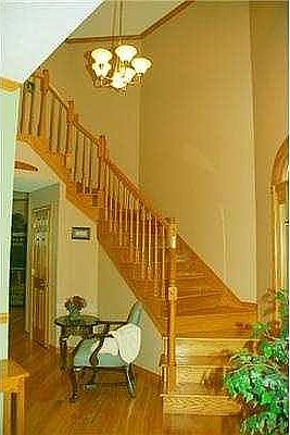 Oak winding stairway