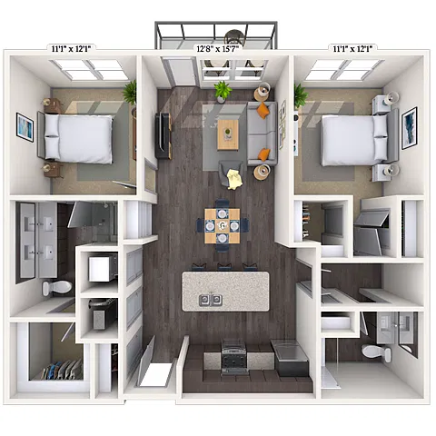 Floor plan Traditional 2x2 1078 SF-FP