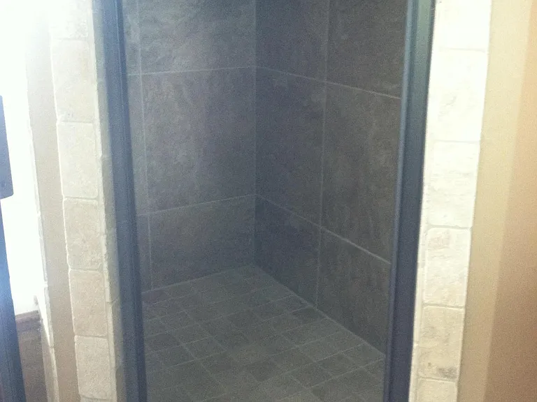 Walk in shower for lots of space.