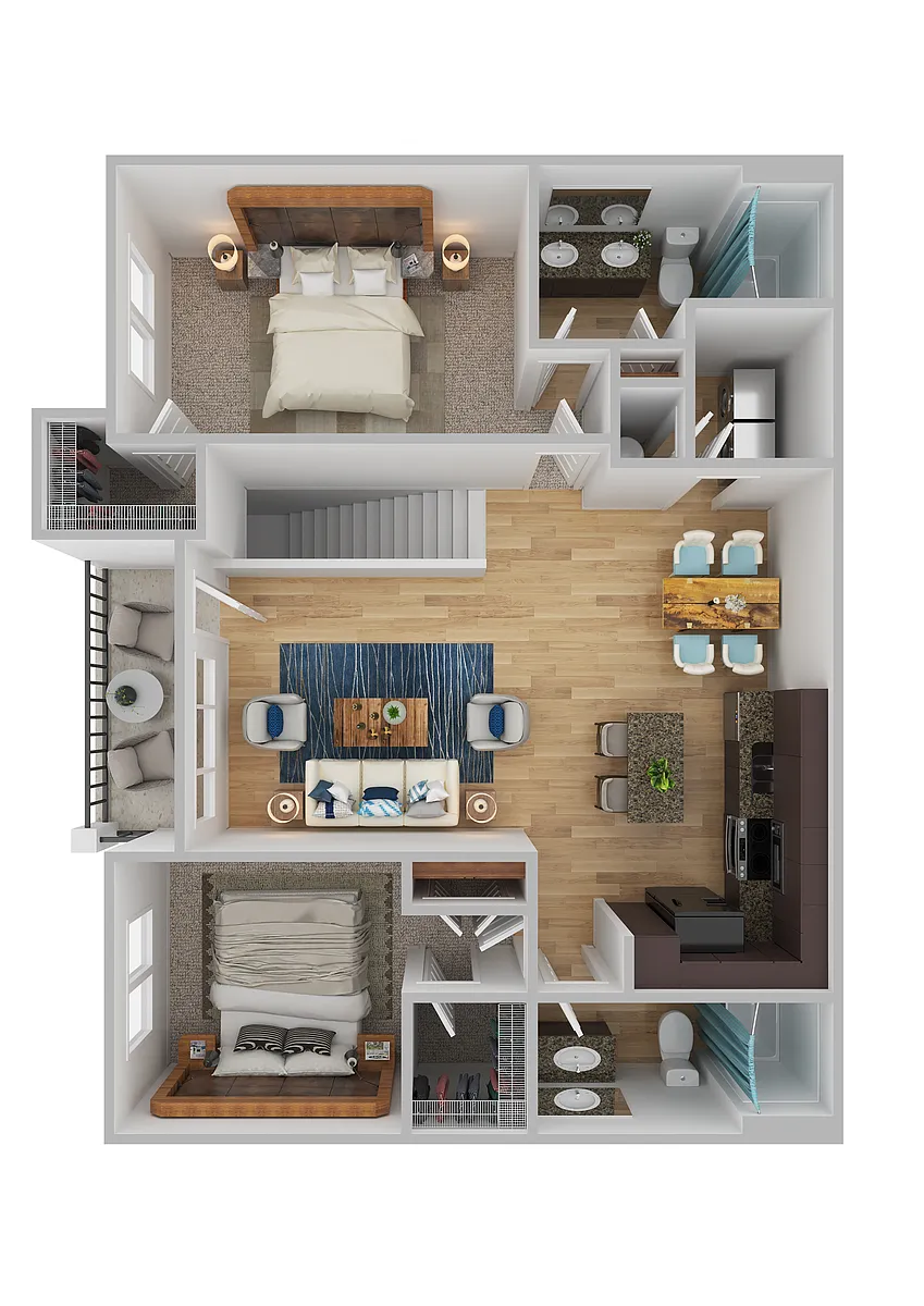 Floor plan B2O - Two Bedroom, Two Bathroom