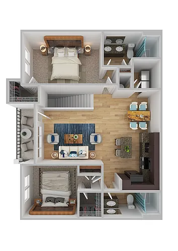 Floor plan B2O - Two Bedroom, Two Bathroom