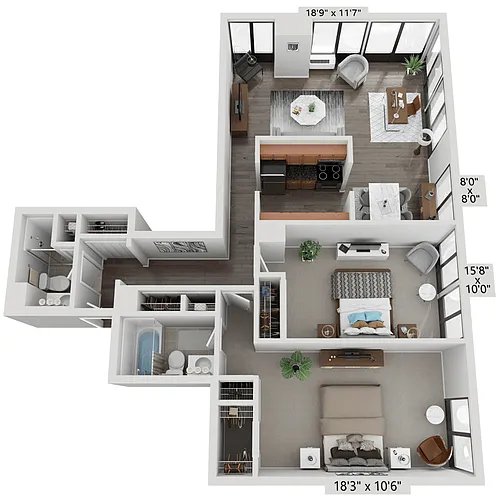 Floor plan EAST CORNER 2 BEDROOM
