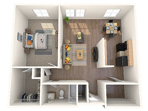 Floor plan One Bedroom One Bath (B)