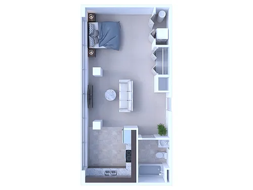 Floor plan Studio w/1 Bathroom