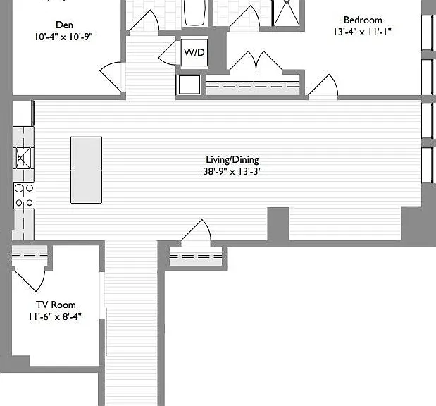 1 Bed, 1.5 Bath with Den