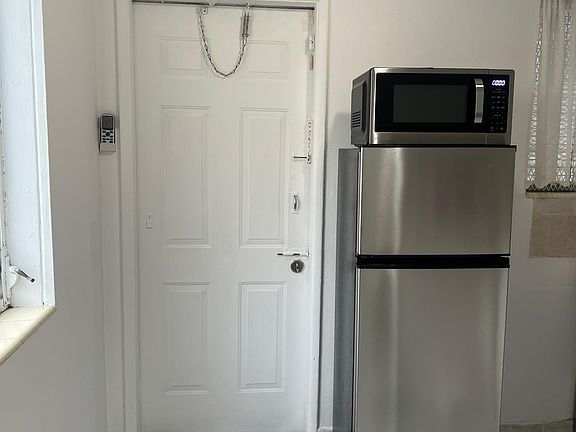 Rear door in the kitchen area