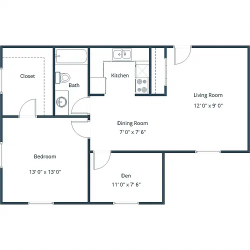 Floor plan One Bedroom 11C