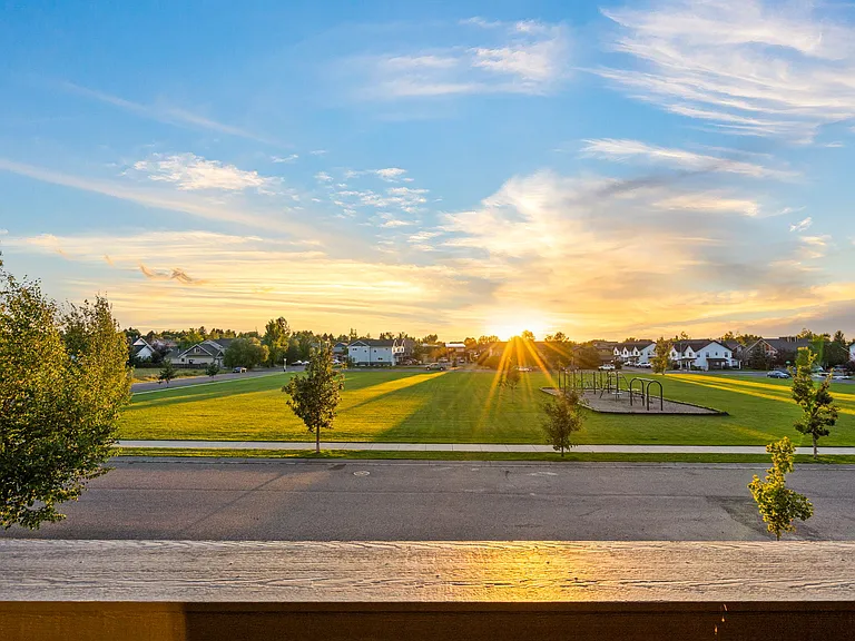 Amazing sunsets can be enjoyed from the master balcony that overlooks the park.