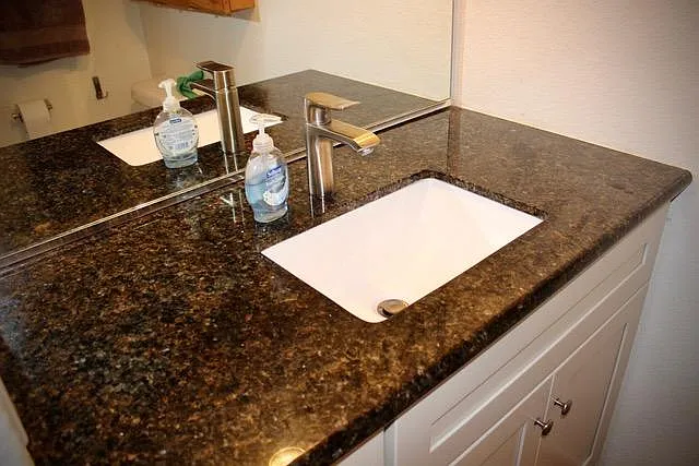 Newly remodeled downstairs powder room, with lots of storage.