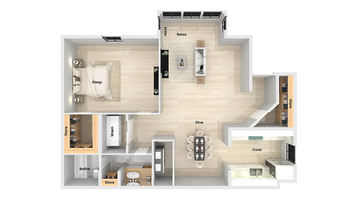 Floor plan 1 Bed x 1 Bath Renovated
