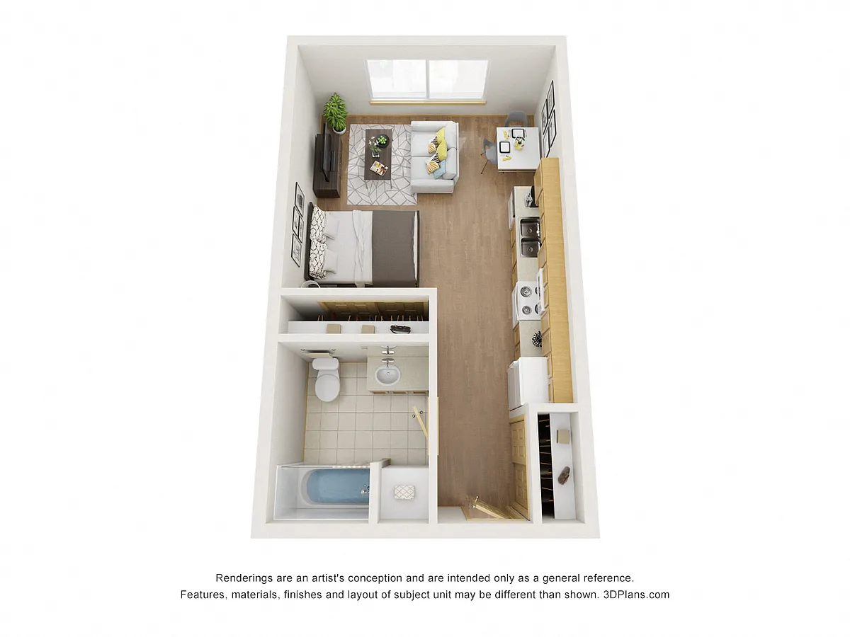 Floor plan Studio - 50% AMI