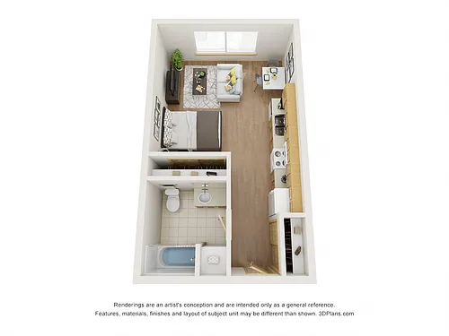 Floor plan Studio - 50% AMI