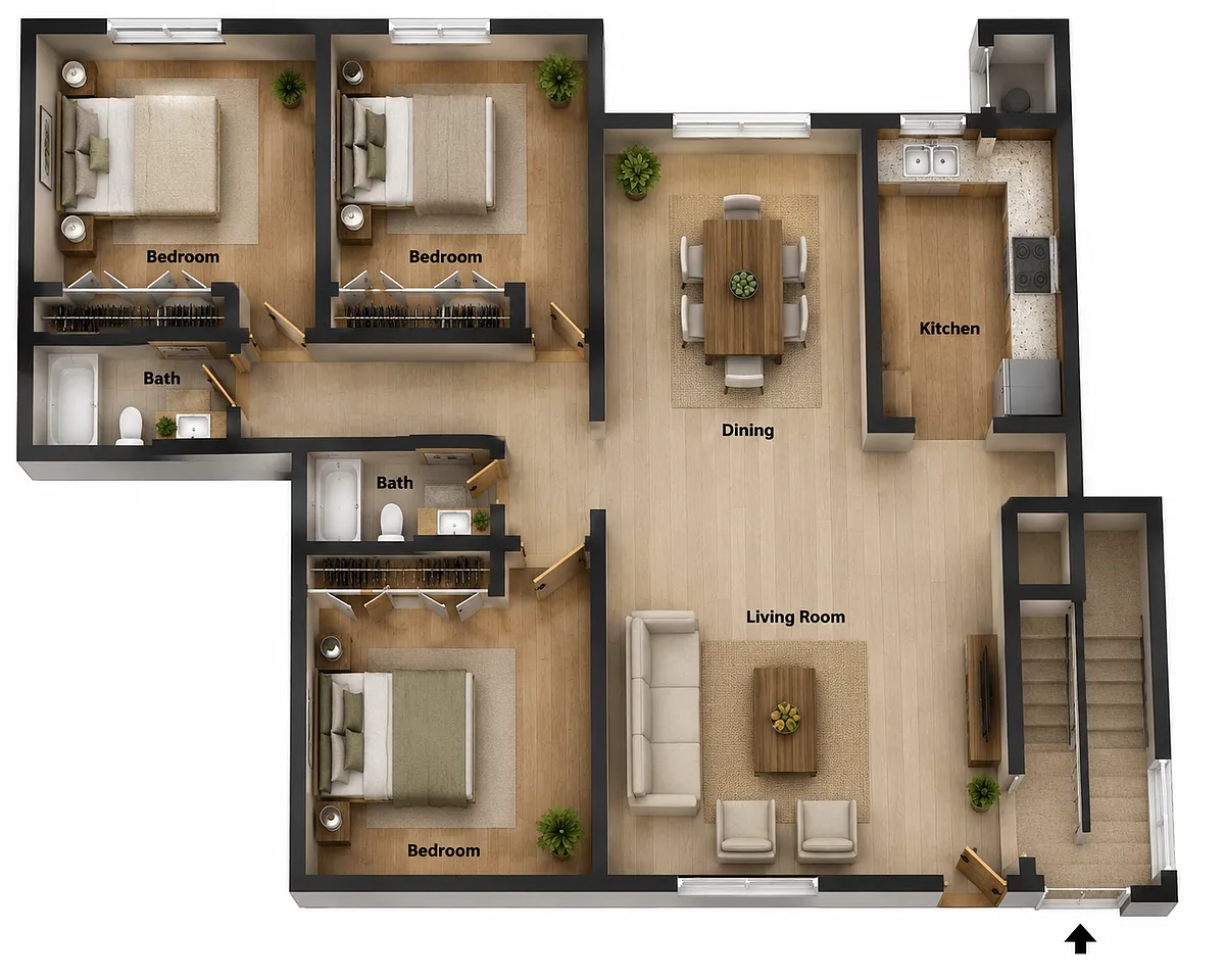 Floor plan 3B Floor Plan