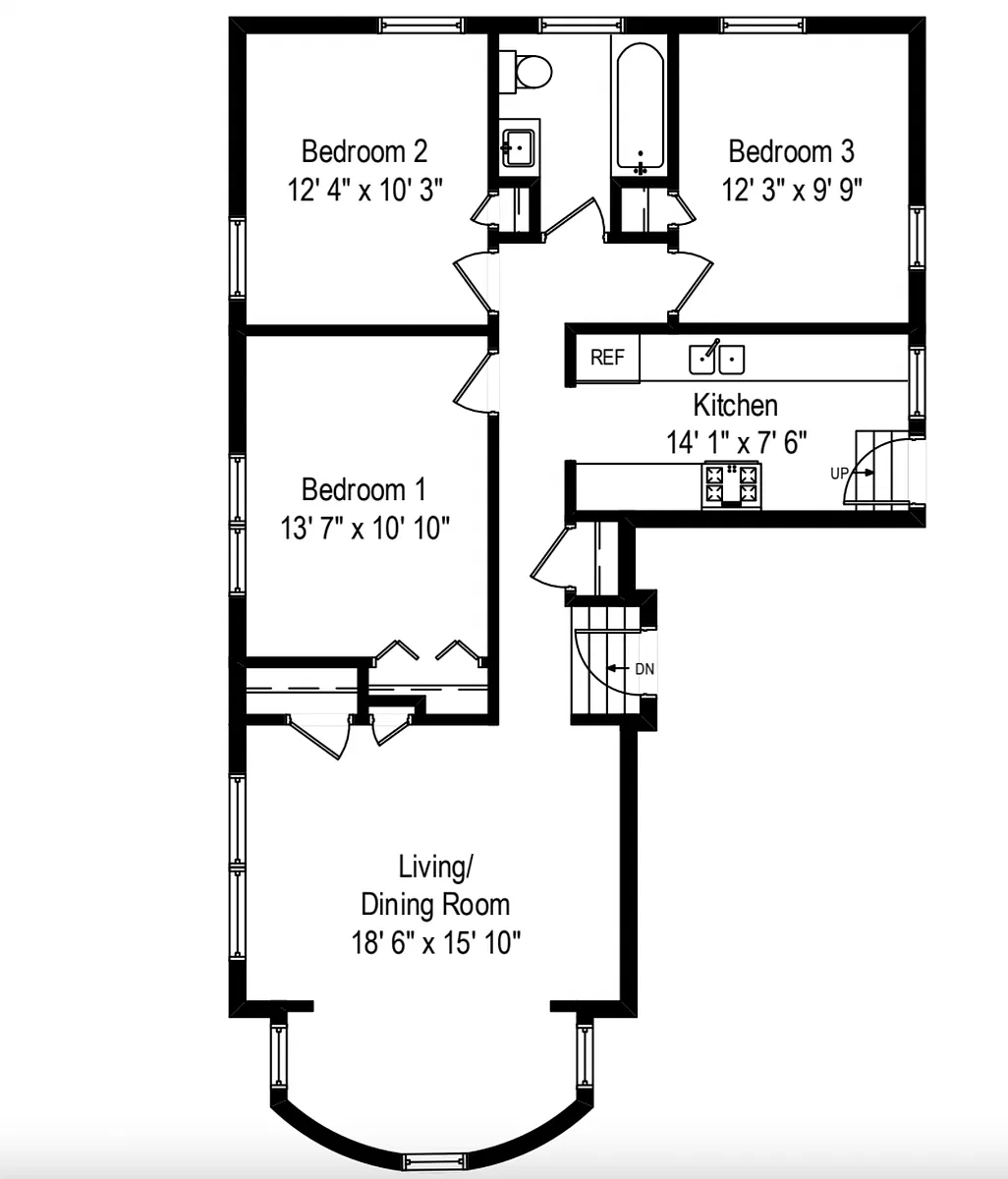 Floor plan 3 Bedroom - 1 Bathroom