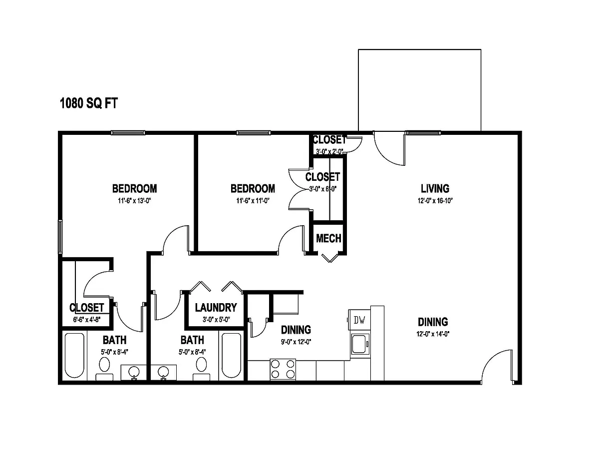 Floor plan 1080 SQ FT