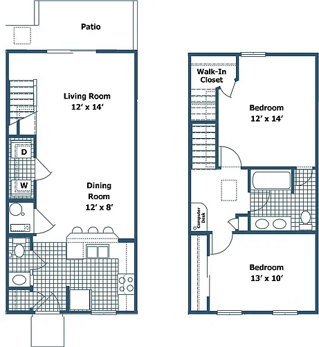 Floor plan Lakeside 2 Bedroom Townhouse