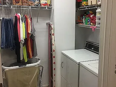 Backup Pantry/Laundry room combo - Rear and right storage wall