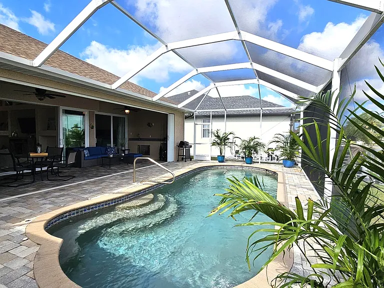 Saltwater heated pool-canal view