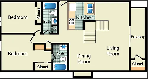 Floor plan 2 Bedroom 2 Bathroom