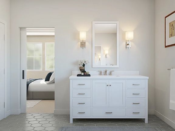 Freestanding vanities in primary bath