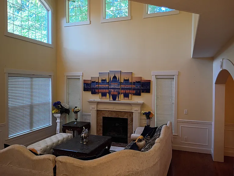 Grand double floor height luxurious living room.
