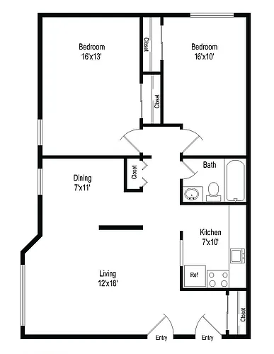 Floor plan Two Bedroom (Standard)