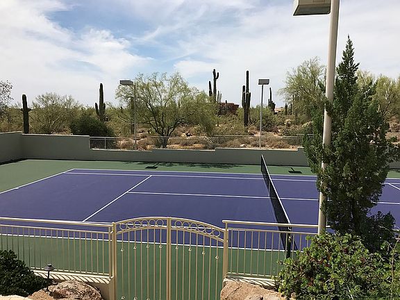 Resurfaced tennis court