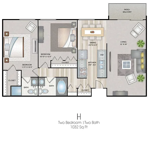 Floor plan 2 Bedroom H