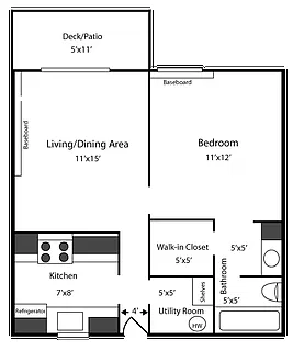 Floor plan 1 Bed 1 Bath