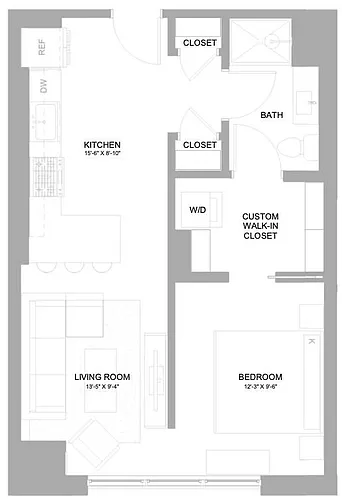 Floor plan Junior 1 Bed/1 Bath-0.5.1C